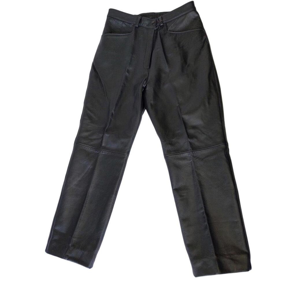 Sharp Fashions Canada Men Leather Pants Black Moto Bike US36